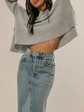 Round neck flared sleeve pullover sweater