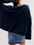 Round neck flared sleeve pullover sweater