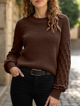 Casual and versatile puff sleeve sweater