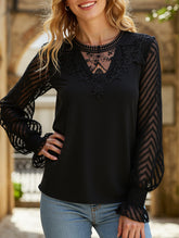 Lace-trimmed pullover shirt