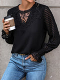 Lace-trimmed pullover shirt