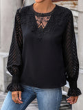 Lace-trimmed pullover shirt