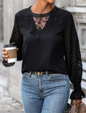 Lace-trimmed pullover shirt