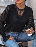Lace-trimmed pullover shirt