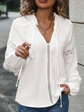 Fashion jacquard lace hollow shirt
