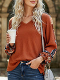 Simple floral patchwork print pullover top