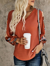 Simple floral patchwork print pullover top