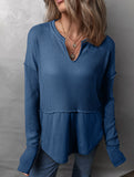 Casual patchwork solid color loose sweatshirt