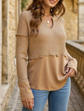 Casual patchwork solid color loose sweatshirt