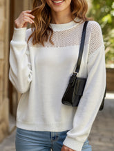 Casual loose round neck hollow knit sweater