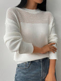 Casual loose round neck hollow knit sweater
