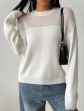 Casual loose round neck hollow knit sweater