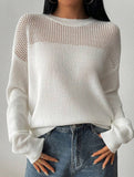 Casual loose round neck hollow knit sweater