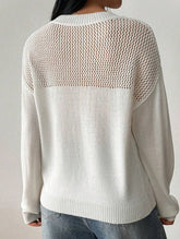 Casual loose round neck hollow knit sweater