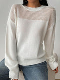 Casual loose round neck hollow knit sweater