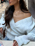 Crossover V-neck base sweater
