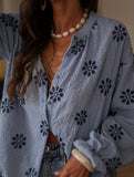 Large size contrast striped shirt