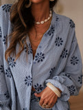 Large size contrast striped shirt