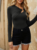 Asymmetric cutout slim-fit top