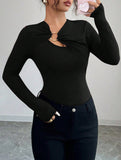 Asymmetric cutout slim-fit top