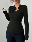 Asymmetric cutout slim-fit top