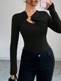 Asymmetric cutout slim-fit top