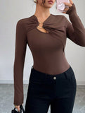 Asymmetric cutout slim-fit top