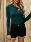 Asymmetric cutout slim-fit top