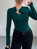 Asymmetric cutout slim-fit top