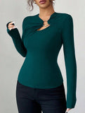Asymmetric cutout slim-fit top
