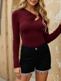 Asymmetric cutout slim-fit top