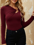 Asymmetric cutout slim-fit top