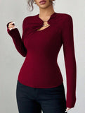 Asymmetric cutout slim-fit top