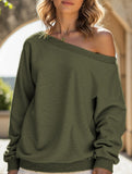 Casual solid color slant collar sweatshirt