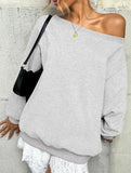 Casual solid color slant collar sweatshirt
