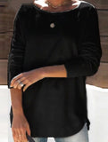 Round collar solid color casual top