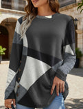 Contrast print long-sleeved T-shirt top