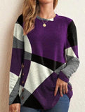 Contrast print long-sleeved T-shirt top