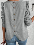 Single-breasted fashionable T-shirt with back buttons