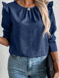Single-breasted fashionable T-shirt with back buttons
