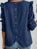 Single-breasted fashionable T-shirt with back buttons