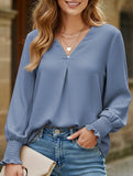 V-neck casual long-sleeved loose shirt top