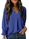 V-neck casual long-sleeved loose shirt top