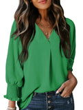 V-neck casual long-sleeved loose shirt top