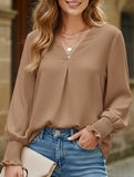 V-neck casual long-sleeved loose shirt top