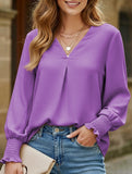 V-neck casual long-sleeved loose shirt top