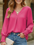 V-neck casual long-sleeved loose shirt top