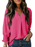 V-neck casual long-sleeved loose shirt top