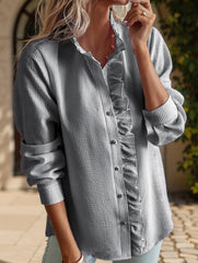 ruffled long-sleeved puff top