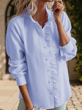 ruffled long-sleeved puff top